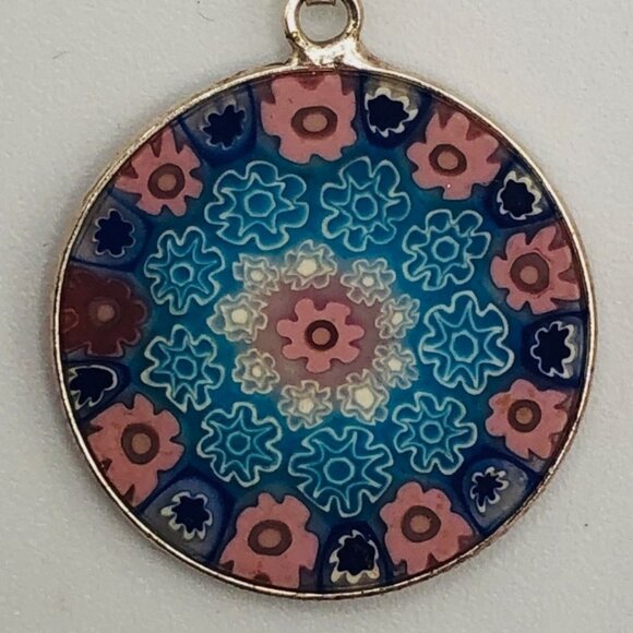 Vintage Millefiori Murano Glass + Sterling Silver Necklace - Picture 4 of 5